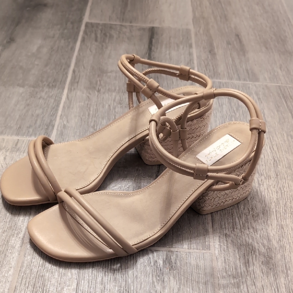 Altar'd State Beige Strappy Block Heel Sandals